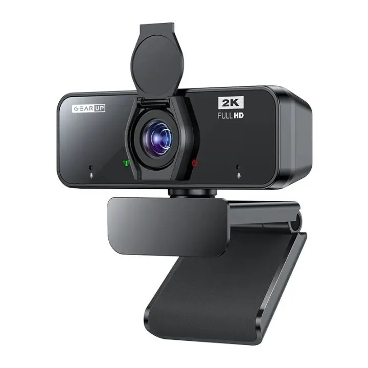 GearUP K450 2K HD USB Webcam with Privacy Cover, Built-in Microphone, and Wide-Angle Lens – Best for Video Calls and Streaming in Bangladesh.