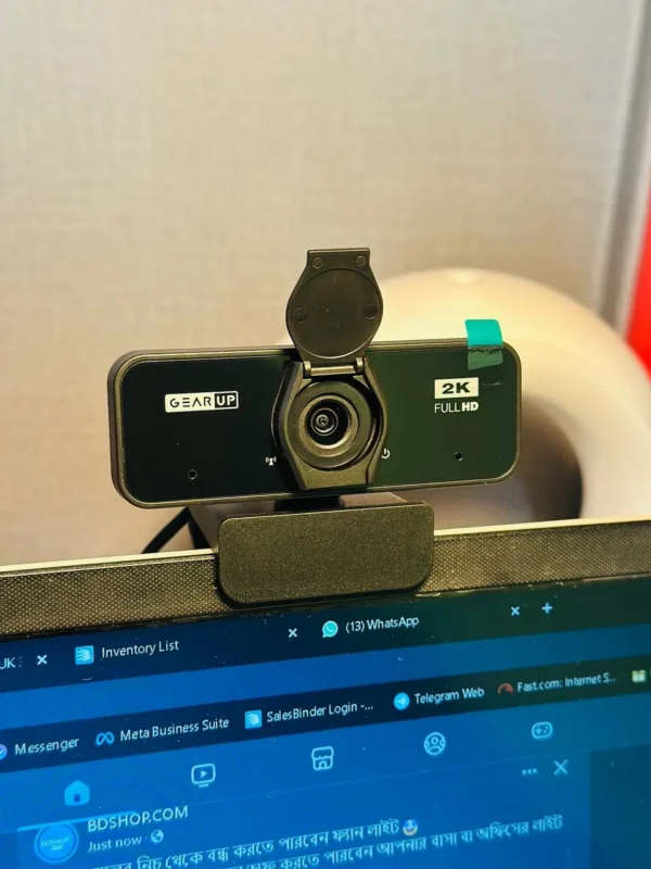 Buy GearUP K450 2K 4.0MP HD USB Webcam with Privacy Cover and Built-in Microphone in Bangladesh – Perfect for Video Calls, Streaming, and Online Meetings at Best Price.